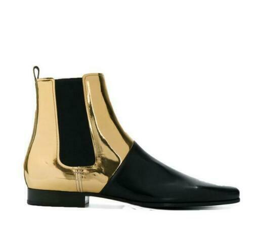 Men's Genuine Cuban Leather Chelsea Boots Slip-On Pointed Toe Casual Shoes