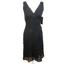 New Faith Love Passion Dress Womens 9 Black Sparkle Surplice Sleeveless Sheath