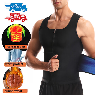 Herren Sauna Weste Taille Trainer Shirt Gewichtsverlust Neopren Bauchweg Shaper