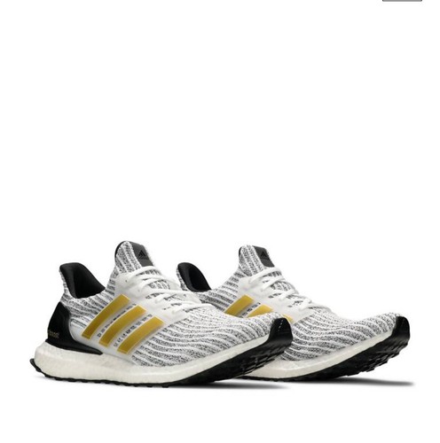 Adidas Ultra Boost Running Shoe White Black Metallic Gold FZ4909 Mens Size US 8