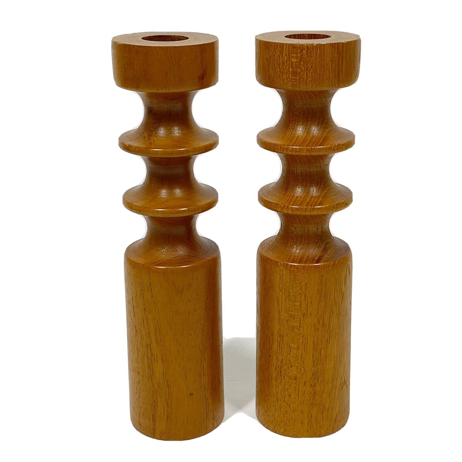 MCM Mid Be super welcome favorite Century Wood Candlesticks Pair Ribbed