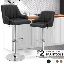 Bar Stools Set of 2 Adjustable Counter Kitchen Dining Swivel Leather Back Chairs
