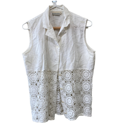 More & More Company Linen Cotton Lace Sleeveless Top Size M