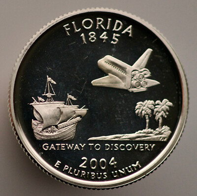 #ad 2004 S Florida State Quarter Gem Proof 90% Silver .1808 Troy oz sku:FA6 $17.58