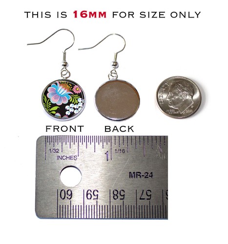 Colorful Oasis Bold Flower Floral Nature Resin Dangling Earrings 16mm SIZE - Picture 6 of 10