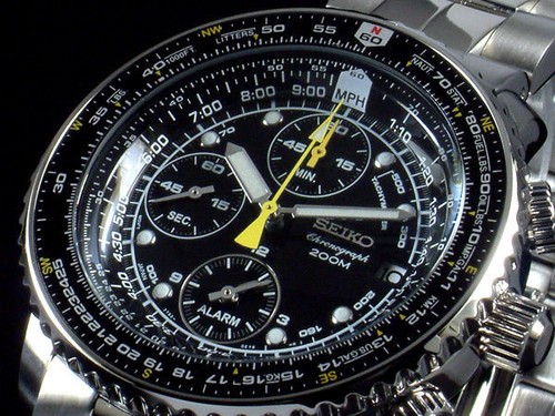 NUOVO in scatola Seiko Flightmaster Uomo Quadrante Nero Orologio Cronografo  SNA411 | eBay