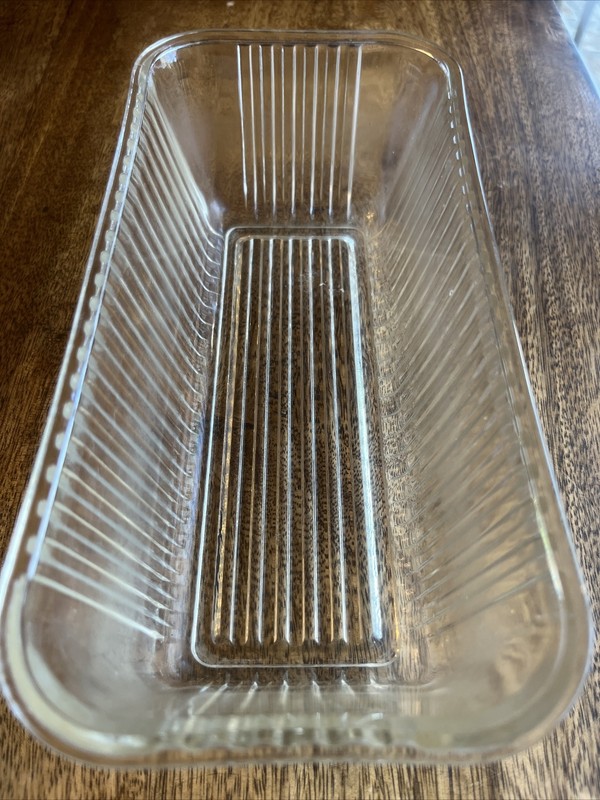 VTG 8x4 Clear Ribbed Glass Refrigerator Dish Base  rectangle Perfect