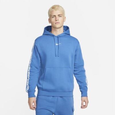 Nike Sportswear Repeat Logo Fleece Pullover Hoodie DM4676-407 Marina Blue  Small | eBay UK