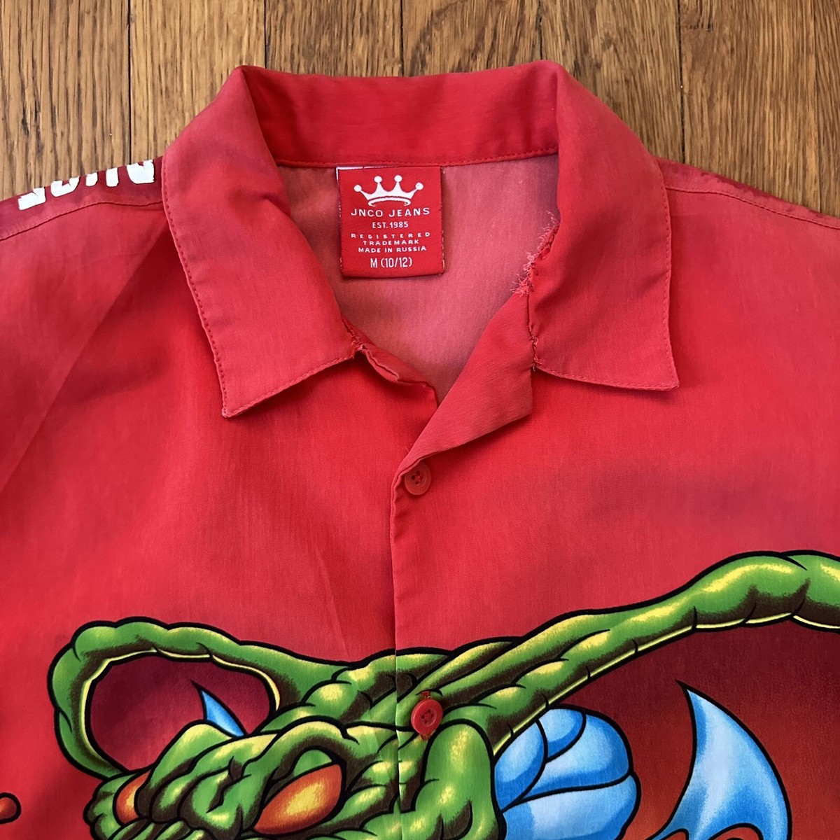 JNCO Jeans Vintage Cobra Snake Flame Hawaiian Shirt Russia M. 10