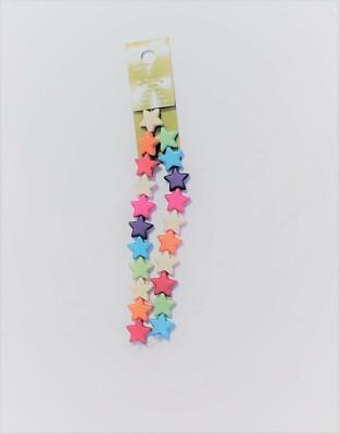 Bead Landing Reconstituted Stone Multi-Colored Star Beads - 21 pc - New