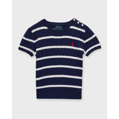Polo Ralph Lauren Navy and White Striped Short Sleeve Sweater Size 2
