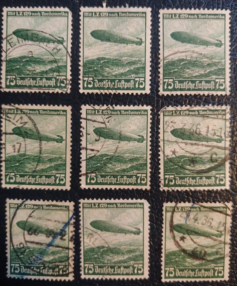 30 Stamp Lot 1936 GERMANY Deutsches Reich Luftpost 75 Pfennig Mi 607 ZEPPELIN - Image 2 of 4