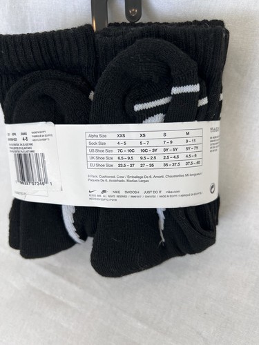 Nike 6 PACK CREW CUSHIONED BOYS SOCKS Dri-Fit 4-5 - Picture 9 of 11