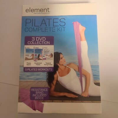 PILATES WORKOUT COMPLETE KIT 3 DVD SET WITH RESISTANCE BAND, Sealed 