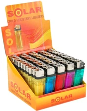 400 Pack Solar Lite Disposable Lighters – 8 Display Boxes, Child Resistant Bulk