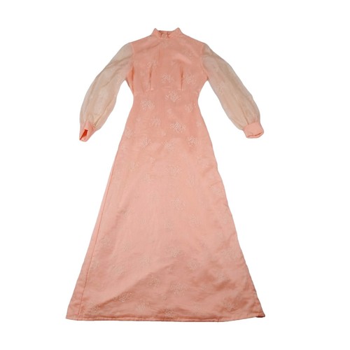 AUW Women's Pink Lace Chiffon Trimmed Dress Lined Size 6 | eBay