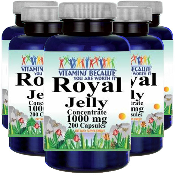 Royal Jelly 1000mg 5X200 Capsules USA FDA facility by Vitamins