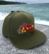 World Industries Skateboard Snapback Hat Flameboy Willy Olive 90s Rare Vintage