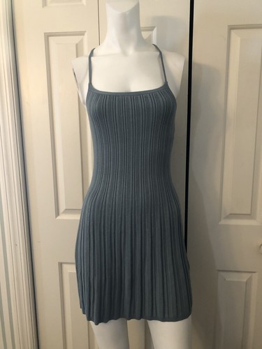 Abercrombie & Fitch Strick-Minikleid gerippt XSP schiefergrau A-Linie verstellbarer Träger - Bild 1 von 6