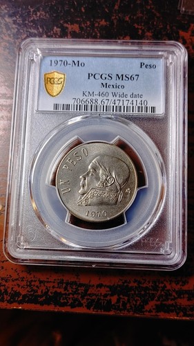 1970 Mo Mexico 1 Peso KM460 Wide Date PCGS MS67 Top Pop 4/0 Finer 4293 - Picture 2 of 5