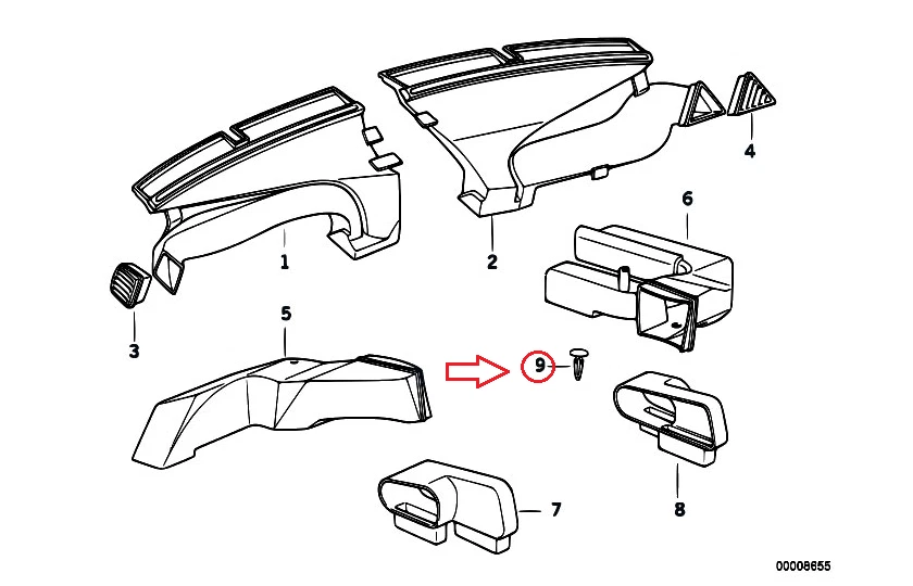 NEU BMW 3 E30 SITZSCHIENENKLAMMERN 8PCS 52101873544 1873544 