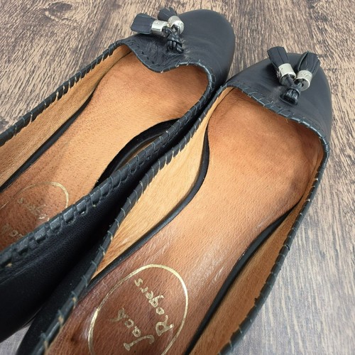 Jack Rogers Grace Tasseled Loafers 7.5 M Black Leather Classic Preppy Minimalist - Picture 10 of 14
