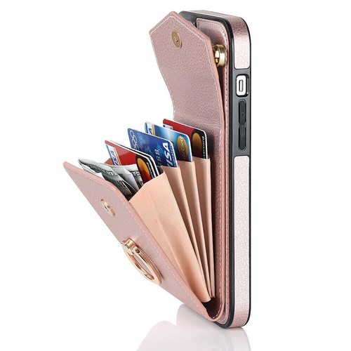 Leather Card Wallet Ring Phone Case For iPhone 11 12 13 14 15 16 Pro Max XR 8 7 - Picture 54 of 72