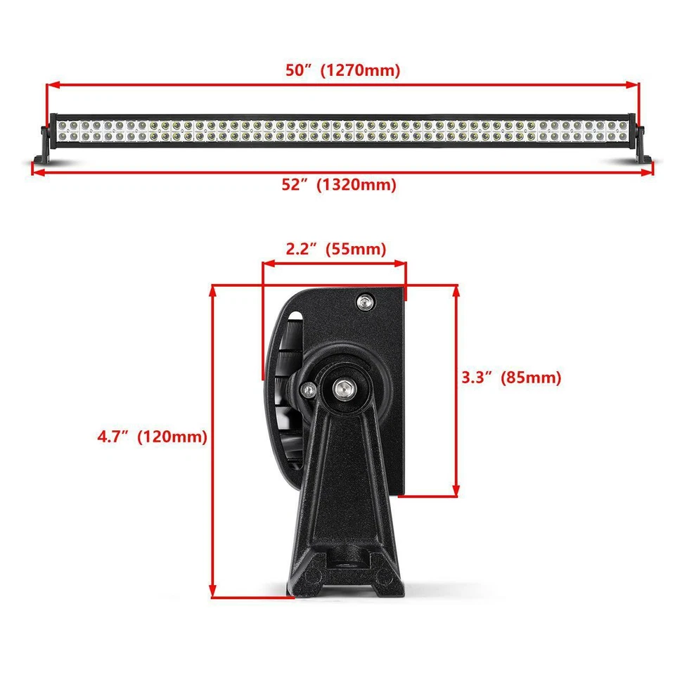 52inch 700W LED Light Bar + Mount Brackets Kit For Jeep Wrangler TJ 97-06 - Image 3 of 4