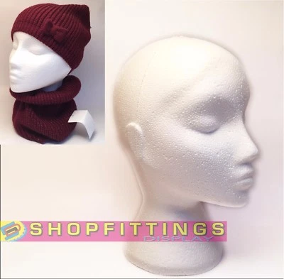 SHOPFITTINGS DISPLAY FEMALE MANNEQUIN DISPLAY HEAD POLYSTYRENE HAT SCARF DISPLAY