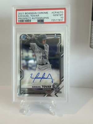 PSA 10 EZEQUIEL TOVAR AUTO 1st 2021 Bowman Chrome Prospect PSA 10 EZEQUIEL TOVAR AUTO 1st 2021 Bowman Chrome Prospect