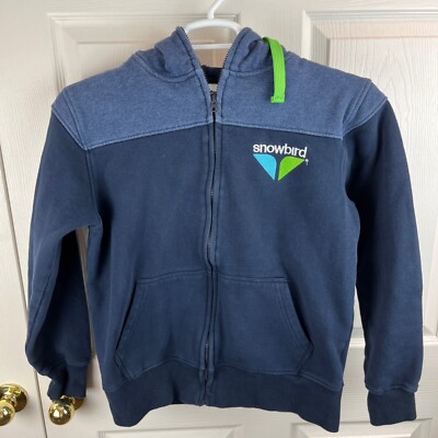 Snowbird Utah Full Zip Hoodie Hooded Sweatshirt Blue Green Small S