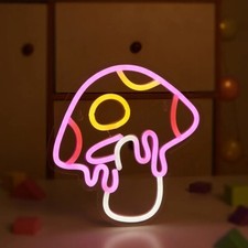 Chi-buy LED Neon Pink Mushroom USB Powered Neon Signs Night Light 3D 