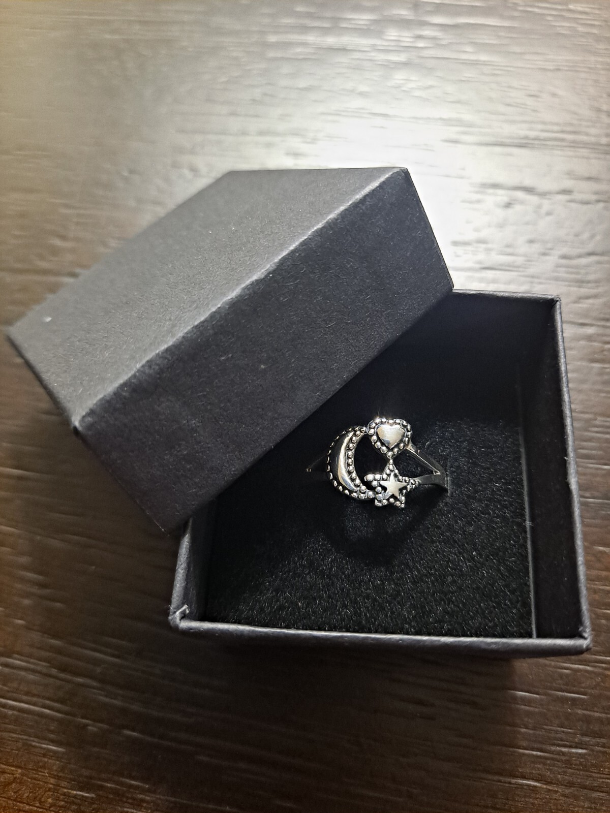 Sterling Silver Celestial Moon Star And Heart Ring - image 8