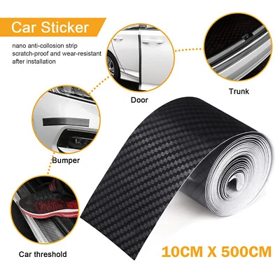 10CM*5M Carbon Fiber Car Sticker Door Sill Scuff Anti Scratch Tape Protection