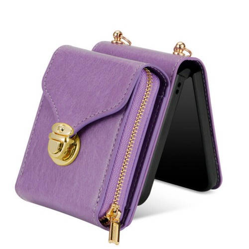 Zipper Wallet Purse Crossbody Phone Case For Samsung Galaxy Z Flip5 4 Flip 3 5G - Picture 5 of 67