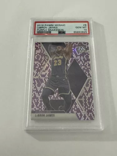 2019-20 Panini Mosaic LeBron James #8 PSA 10 GEM MINT PURPLE Snakeskin 18/24