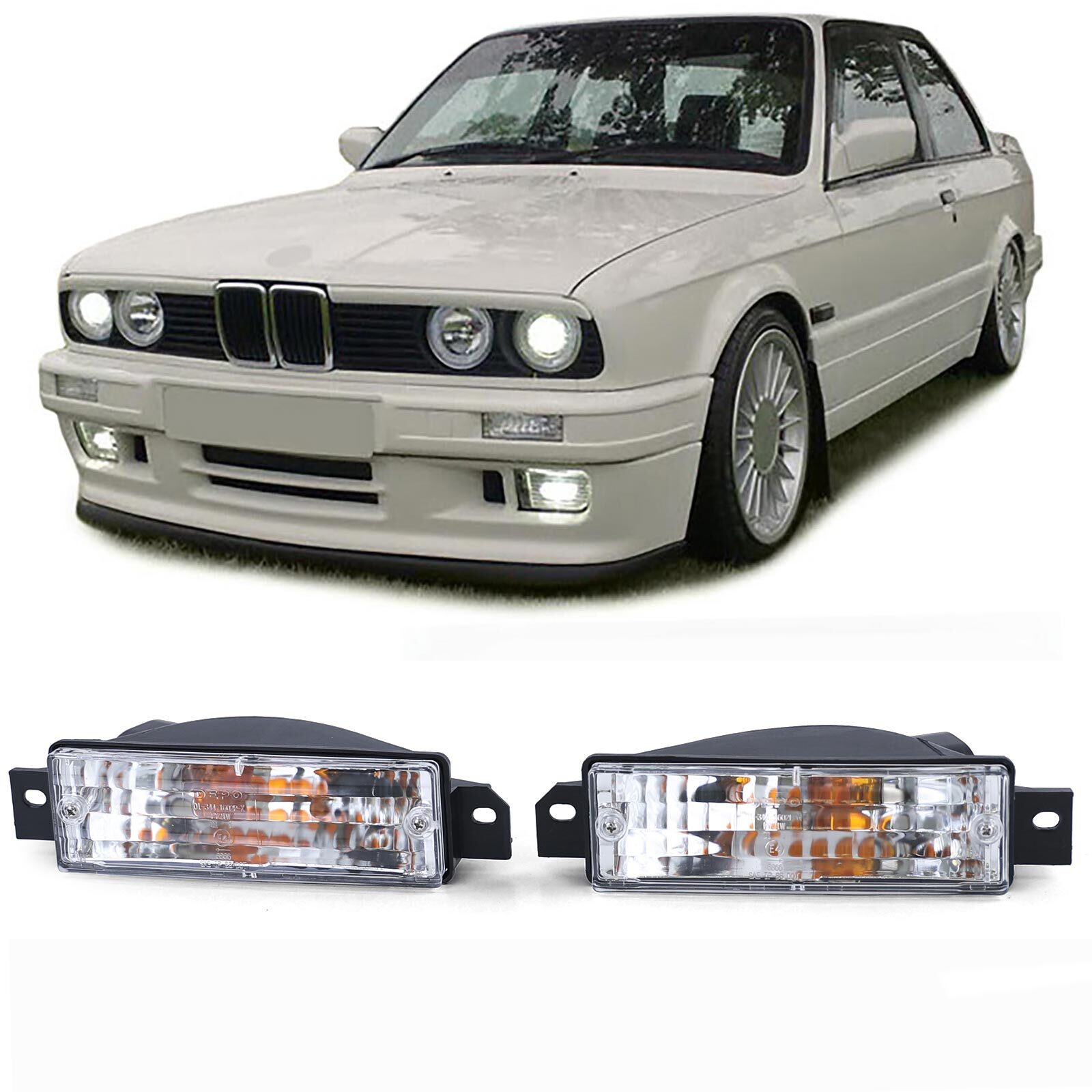 Clignotants avant DEPO E30 cristal contre l'humidité pour BMW série 3 étanches