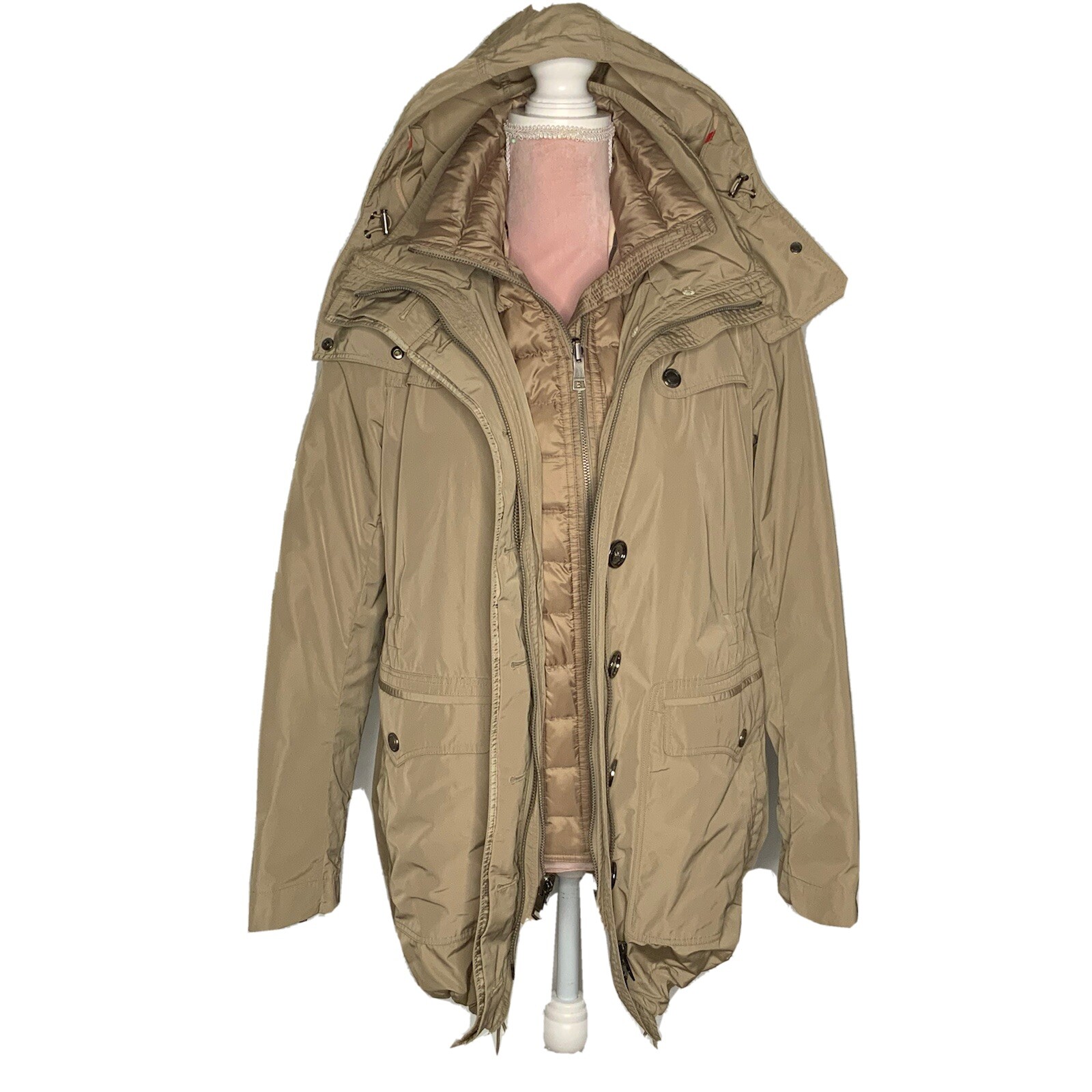 Burberry Brit Rain Jacket And Puffer Jacket Size 6 Beige Iconic Pattern Gorgeous