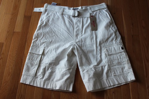 MENS SQUAD CARGO SHORTS WITH BELT WHITE 