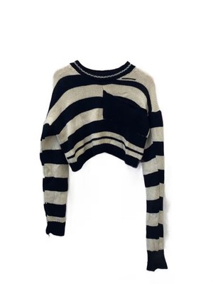 RAF SIMONS Knit Sweater (Thick) XS Wool Black Striped