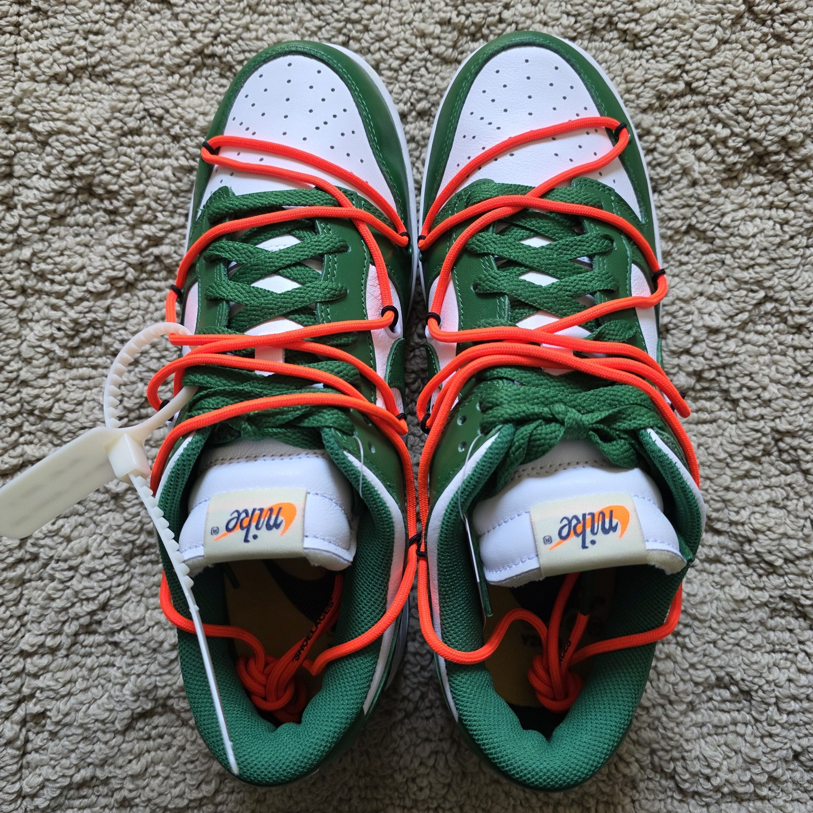 OFF WHITE X NIKE Nike Dunk Low x OFF WHITE verde pino 2019 nuove taglia 10