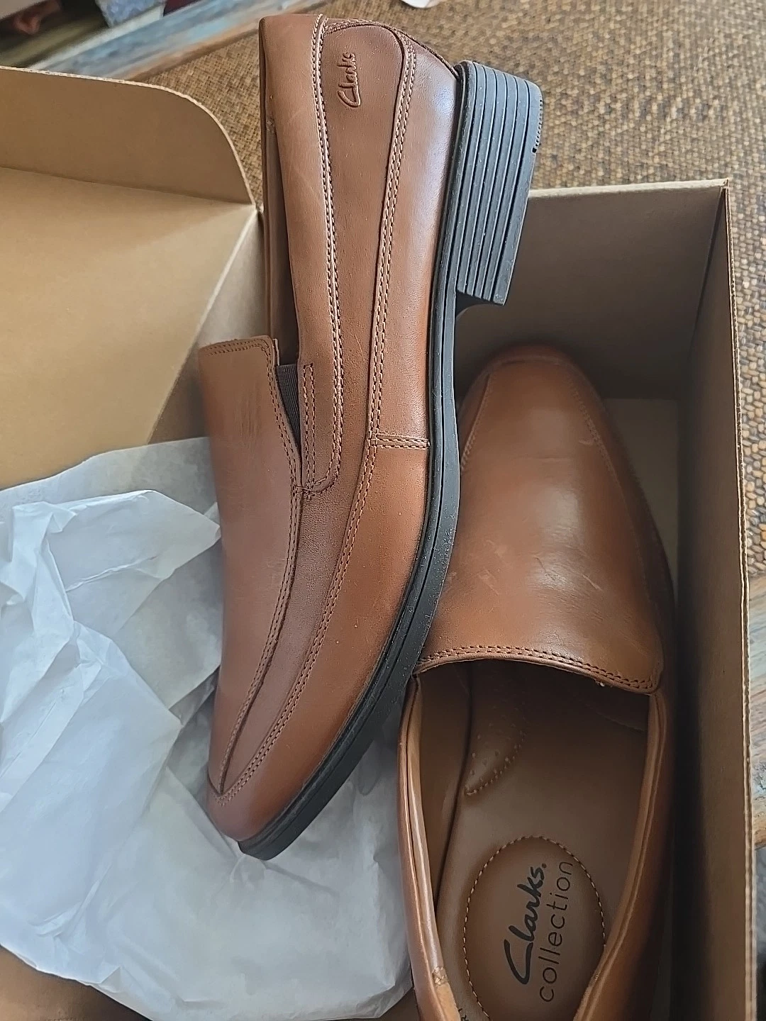 Mocassino slip on Clarks Tilden in pelle marrone chiaro 10 5