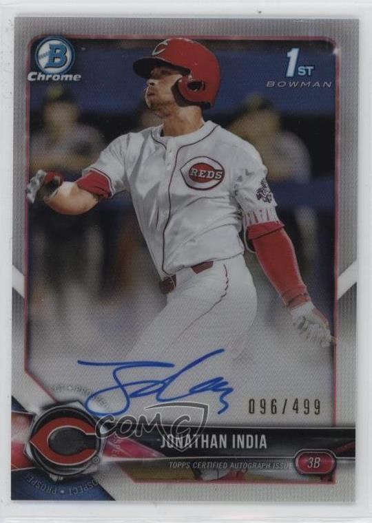 2018 Bowman Draft Chrome Pick Refractor 96/499 Jonathan India #CDA-JI Auto 2a9