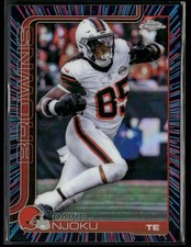 2025 Topps Chrome Football David Njoku #69 Neon Pulse Refractor