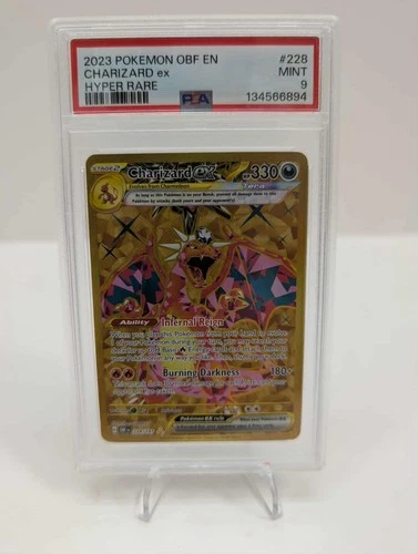 Pokémon TCG Charizard ex Hyper Rare SV03 Obsidian Flames Holo PSA 9 #228/197