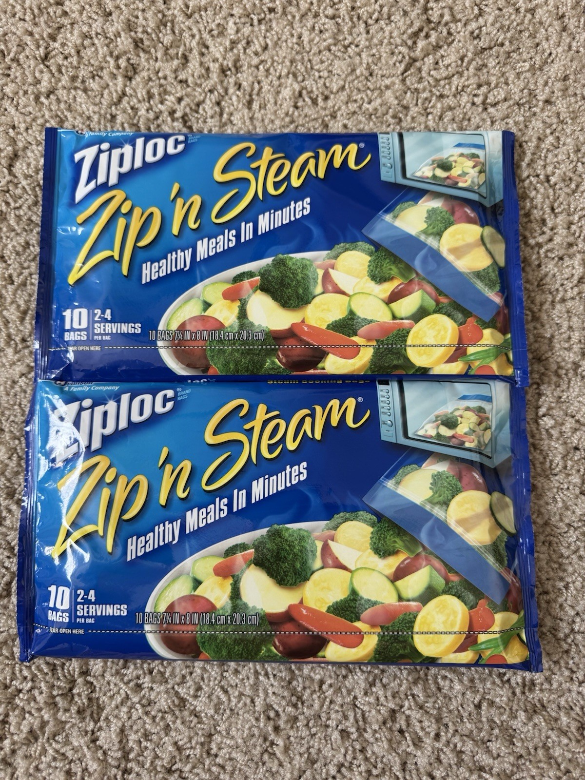 Ziploc Zip'N Steam 2-4 Servings Cooking Bag - Pack of 10 x2
