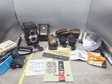 Yashica-Mat Copal MXV Camera 80mm 3.5 Yashinon Telephoto Wide Angle Lens Extras