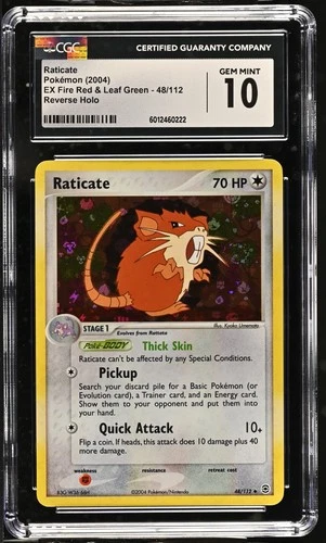 Pokemon Raticate EX Fire Red & Leaf Green 48/112 Reverse Holo CGC 10 Gem Mint