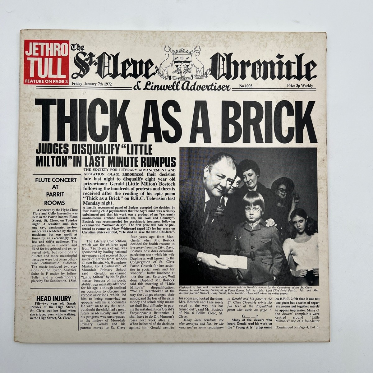 Jethro Tull Thick As A Brick LP 1972 Chrysalis CHR 1003 Newspaper