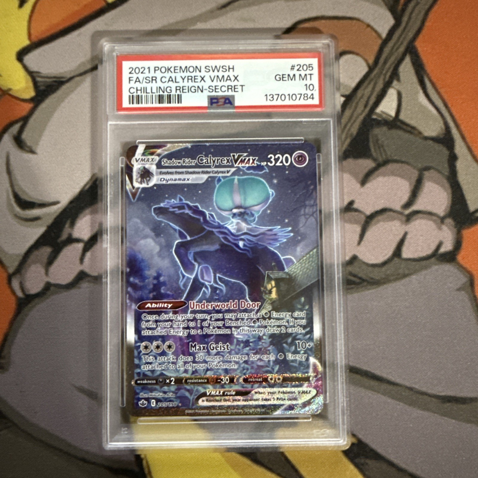 PSA 10 GEM MINT Pokemon Shadow Rider Calyrex VMAX Chilling Reign Secret 205